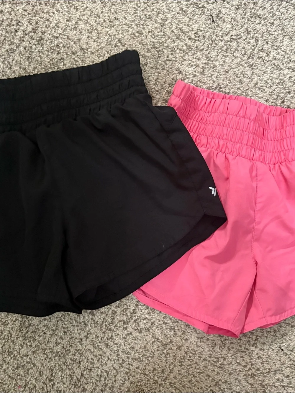 Old Navy Active Go Dry Black and Pink Smocked Waist Athletic Shorts Pair